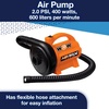 image:imageWow Sports 120V AC Electric Pump  600 Lmin Air Inflator  5 Adapters  A 120V AC air pump for towables pool floats and air mattresses 600 Lmin adapters for Boston pinch and standard valves20 PSI AC Pump  600 Liters  Minute