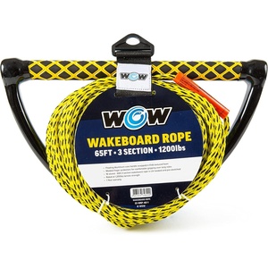 image:imageWOW Sports 65 ft Watersports Rope  3Section  UV Treated  4150lb Strength  Floating Handle  For Wake amp Ski