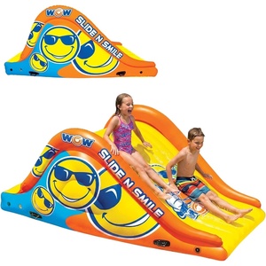 image:imageWOW Sports Giant Inflatable Floating Water Slide  2 Lanes  9 ft  HiVis Graphics  Kids amp Adults