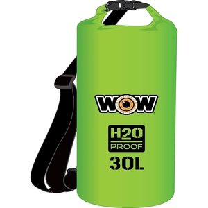 image:imageWOW Sports H2O Proof Dry bag 100 Waterproof Functional Internal Phone Pocket 30 L Green  A rolltop waterproof dry bag for boating kayaking and fishing
