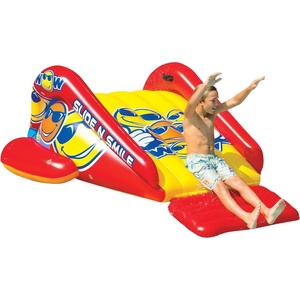 image:imageWOW Sports Slide N Smile Pool Inflatable Water Slide with Sprinklers  A giant inflatable pool slide that sends riders splashing into the water