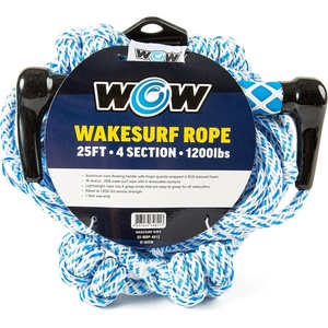 image:imageWow Sports 25 ft Wakesurf Rope  4Section  Adjustable Floating Handle  A tow rope for wakesurfing UVtreated braided line with a floating foam handle