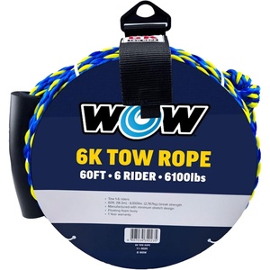 image:imageWow Sports 6k 60 ft Tow Rope with Floating Foam Buoy 1 2 3 or 4 Person Tow Rope for Boating 113020 BlueTow Rope Extension