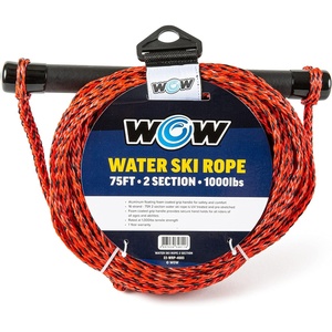 image:imageWow Sports 75 ft Water Ski Rope  2Section  UV Treated  Floating Handle  A tow rope for wakeboarding water skiing and wakesurfing 1000lb break strength