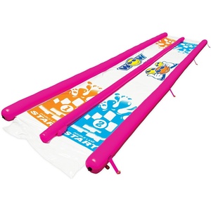 image:imageWow Sports Double Lane Super Slide  25 x 6 ft  Two Lanes  A 25ft doublelane backyard lawn water slide with zigzag sprinklers