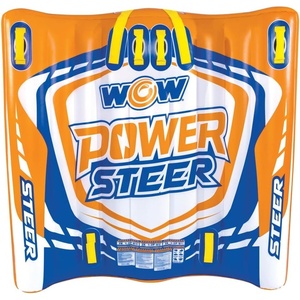 image:imageWow Sports Power Steer Towable Tube  12 Person  Steerable  A ridersteered deck tube that tows 12 riders behind the boat