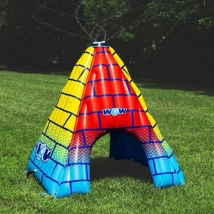 image:imageWow Sports Pyramid Sprinkler  55 ft  An inflatable pyramid sprinkler for kids backyard water play Connects to a garden hose PVC packs flat to store