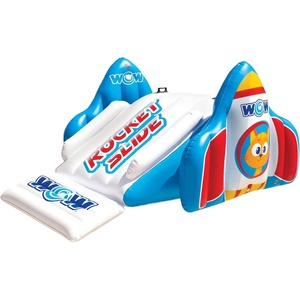 image:imageWow Sports Rocket Inflatable Backyard Water Slide  Builtin Sprayer  A giant inflatable pool slide that sends riders splashing into the water
