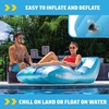 image:imageWOW Sports Inflatable Chaise Lounge  68 x 36 in  Cup Holder  Pool amp Lake Float for AdultsBlue Checkered